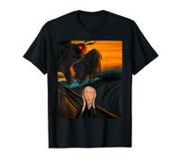 The Scream Mothman Shirt Edvard Munch Cryptid Painting Value Graphic T-Shirt, Men, Black, L
