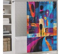 The Scream Reimagined - Geometric Abstract Expressionism Shower Curtain with Hooks for Bathroom Daily Household Stylish Washable Anti-Mould Proof Resistant for Home Bathroom Toile Hotel Decor 53.54x70