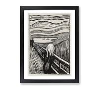 The Scream Sketch By Edvard Munch Classic Painting Framed Print | A3 Black Framed Wall Art | Ready to Hang | Classic Historical Picture | Living Room Bedroom Lounge Office