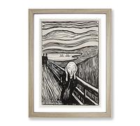The Scream Sketch By Edvard Munch Classic Painting Framed Print | A4 Oak Framed Wall Art | Ready to Hang | Classic Historical Picture | Living Room Bedroom Lounge Office