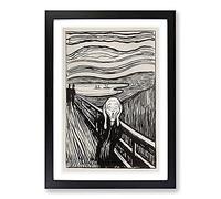The Scream Sketch by Edvard Munch Framed Print | A2 Black Framed Wall Art | Ready to Hang | Modern Nature Picture | Living Room Bedroom Lounge Office