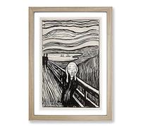 The Scream Sketch by Edvard Munch Framed Print | A2 Oak Framed Wall Art | Ready to Hang | Modern Nature Picture | Living Room Bedroom Lounge Office