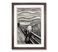 The Scream Sketch by Edvard Munch Framed Print | A2 Walnut Framed Wall Art | Ready to Hang | Modern Nature Picture | Living Room Bedroom Lounge Office