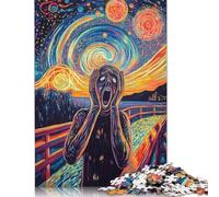 The Scream Synthwave Cyberpunk Art Puzzle Premium 100% Recycled Board Paper Rectangular Jigsaw Puzzle for Adults Teen Unique Gift 1000pcs (75x50cm)