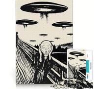 The Scream Ufo Parody 1000 Piece Jigsaw Puzzles for Adults Jigsaw Thought Toy Indoor Fun Accurate Edge Art Collectible (38x26cm)