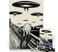 The Scream Ufo Parody 1000 Piece Jigsaw Puzzles for Adults Jigsaw Thought Toy Indoor Fun Accurate Edge Art Collectible (38x26cm)
