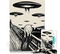 The Scream Ufo Parody Teenager Jigsaw Puzzles 1000 Pieces Memory Boost Home Activity Pattern Assembly Perfect Present (50x75cm)