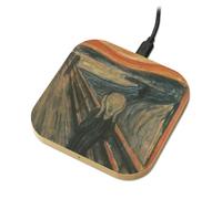 The Scream Wireless Phone Charger Wooden Printed Classic Art Gift | Round or square | 1200dpi print on natural wood | 90mm pad | 10W Qi charging | Made to order in the UK