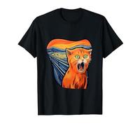 The Scream with cat Art Screaming cat T-Shirt, Men, Black, X-Large