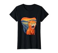 The Scream with cat Art Screaming cat T-Shirt, Women, Black, 3X-Large