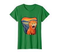 The Scream with cat Art Screaming cat T-Shirt, Women, Kelly Green, Medium
