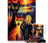 The Scream with Cats Jigsaw Puzzles for Adults 1000 Piece Memory Boost Cozy Time Pattern Assembly Santa Wish List (38x26cm)