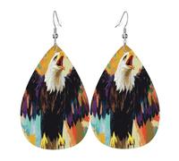 The screaming eagle flying Women's Teardrop Leather Earrings - Lightweight PVC Dangle Earrings, 925 Silver Hooks, Double-Sided Prints | Hypoallergenic Gift