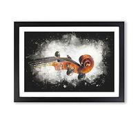The Scroll of a Violin Paint Splash Framed Print | A2 Black Framed Wall Art | Ready to Hang | Modern Music Picture | Living Room Bedroom Lounge Office