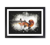 The Scroll Of A Violin Paint Splash Modern Art Framed Print | A3 Black Framed Wall Art | Ready to Hang | Modern Music Picture | Living Room Bedroom Lounge Office