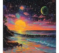 The sea Diamond Art Kits Adults, DIY Square Drill Diamond Painting Starry Sky, 5D Dimond Painting Mosaic Kits for Kids, Gem Crystal Art Canvas Crafts for Adults, Apply to Room Decor 55x55cm 5-119