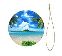 The Sea Elegant Ceramic Christmas Ornament,Double-Sided Printed Round Bauble With Gold String For Xmas Tree,Holiday Home Decor (Set Of 1)