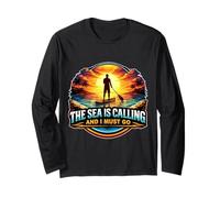 The Sea is Calling and I Must Go SUP Stand Up Paddleboard Long Sleeve T-Shirt