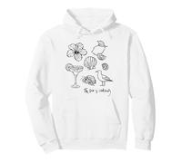The Sea Is Calling Beach Ocean Hibiscus Vacation Line Art Pullover Hoodie
