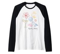 The Sea is Calling Beach Ocean Hibiscus Vacation Line Art Raglan Baseball Tee