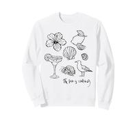 The Sea Is Calling Beach Ocean Hibiscus Vacation Line Art Sweatshirt