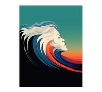 The Sea Is Calling Oil Painting Siren Wave Modern Bathroom Toilet Extra Large XL Wall Art Poster Print Artery8 Multi W24 inch x H32 inch