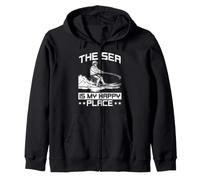 The sea is my happy place - Waterskiing Lover Zip Hoodie