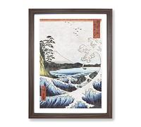 The Sea Of Satta By Utagawa Hiroshige Asian Japanese Framed Print | A4 Walnut Framed Wall Art | Ready to Hang | Asian Nautical Picture | Living Room Bedroom Lounge Office