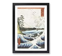 The Sea of Satta by Utagawa Hiroshige Framed Print | A2 Black Framed Wall Art | Ready to Hang | Asian Nautical Picture | Living Room Bedroom Lounge Office