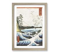 The Sea of Satta by Utagawa Hiroshige Framed Print | A2 Oak Framed Wall Art | Ready to Hang | Asian Nautical Picture | Living Room Bedroom Lounge Office