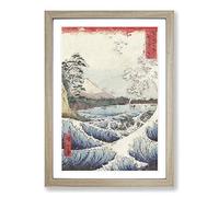 The Sea Off Satta in Suruga Province by Utagawa Hiroshige Framed Print | A2 Oak Framed Wall Art | Ready to Hang | Asian Nautical Picture | Living Room Bedroom Lounge Office