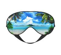 The Sea Print Sleep Mask Silk Eye Cover Soft Satin Blindfold Elastic Strap Night Eyeshade Travel Nap for Women Men