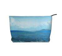 The Sea Prints Corduroy Makeup Bag for Women Girls, Spacious Travel Cosmetic Organiser for Make-up, Toiletries & Essentials