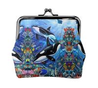 The sea, the killer whales wallets for women,coin purse for women,small womens wallet,suitable for women,stylish and personalized, Black, One Size, Art Deco