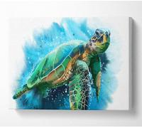 The Sea Turtle Watercolour Canvas Print Wall Art - Medium 20 X 32 Inches