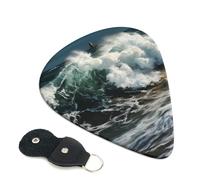 The Sea Waves 6 Pack Guitar Picks With Holder, Personalized Guitar Plectrums Non-Slip Portable Ukulele Bass Picks 0.46mm For Acoustic Guitar Lovers Gifts
