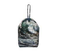 The Sea Waves Laundry Bag 28"" x 14"", Large Hamper Bag | Heavy Duty Cloth Storage Sack With Drawstring, Washable Basket Liner, Dirty Clothes Organizer For Luggage Travel Camp Home
