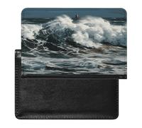 The Sea Waves Passport Holder Vaccine Card Holder Travel Document Organizer Credit Card Organizer for Women/Men