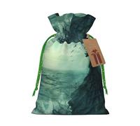 The Sea Witch Inspired Print Christmas Drawstring Gift Bags Reusable Xmas Candy Bags For Christmas Party