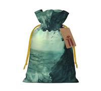 The Sea Witch Inspired Print Christmas Drawstring Gift Bags Reusable Xmas Candy Bags For Christmas Party