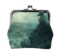 the sea witch inspired print Coin Purse Small Change Purse Card Holder Coin Pouch Small Wallet for Women and Men, Black, One Size, Vintage