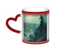 The Sea Witch Inspired Print Mystical Color Changing Mug, Black to White Thermal Mug for Coffee Tea Home Office