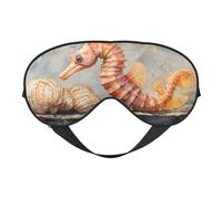 The Seahorse is On The Shell Print Sleep Mask with Adjustable Strap, Comfortable Eye Cover for Travel, Yoga, Napping, Sleeping & Relaxation