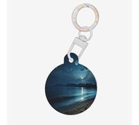 The Seaside at Night Dog Tags Round Pet Tag,Acrylic Pet ID Tags Durable and Stylish,Perfect for Small to Large Pets