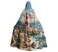 The Seaside Lighthouse Adult Halloween Party Cloak-Stylish Pumpkin Theme Hooded Wizard Robe Cosplay Costumes Black