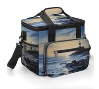 The Seaside Lighthouse Cooler Bags Insulated Lightweight Lunch Cooler Pack Large Leakproof Camping Ice Chest Collapsible Sided Cooler Bags for Hiking Beach Travel Picnic