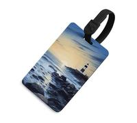 The Seaside Lighthouse Luggage Tag for Suitcases TSA Approved with Name Id Card Suitcase Tags Identifiers Black Strap Clear Window Personalized Baggage Tag for Cruise Airport Travel Essentials