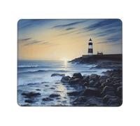 The Seaside Lighthouse Mouse Pad with Stitched Edge, Comfortable Mouse Pads with Non-Slip Rubber Base Gaming Mouse Mat Washable Mousepads Computers Laptop Desk Accessories for Office 7.9 x 9.5 in