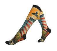 The Seaside Lighthouse Print Compression Running Socks For Men And Women Athletic Socks For Everyday Use Socks