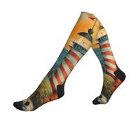 The Seaside Lighthouse Print Compression Running Socks For Men And Women Athletic Socks For Everyday Use Socks